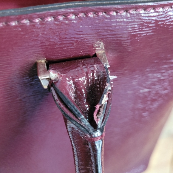 Patent Berry Plum Leather Satchel - Picture 6 of 10